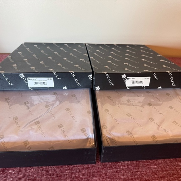 NWT - Dacasso Leather Double Letter Trays, Chocolate Brown (A3420) - Picture 2 of 10